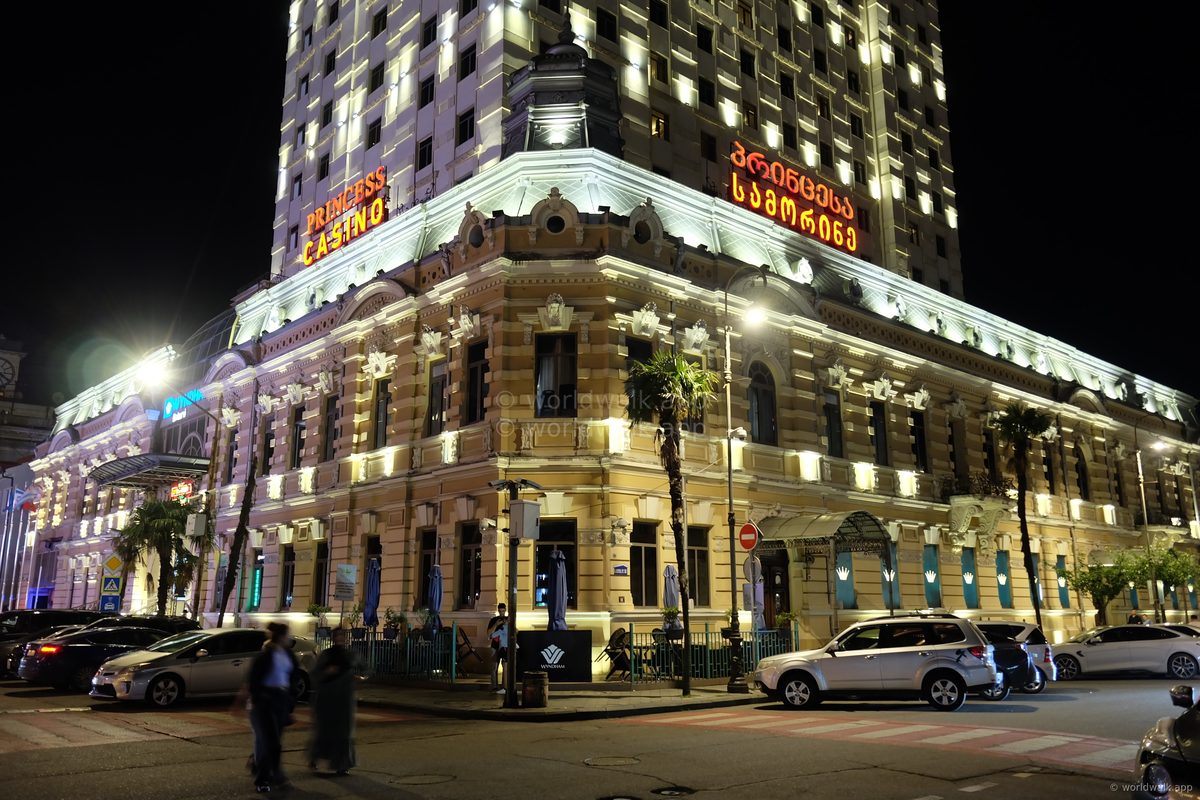 Batumi Boulevard in the evening — the promenade fills with locals as the light drops