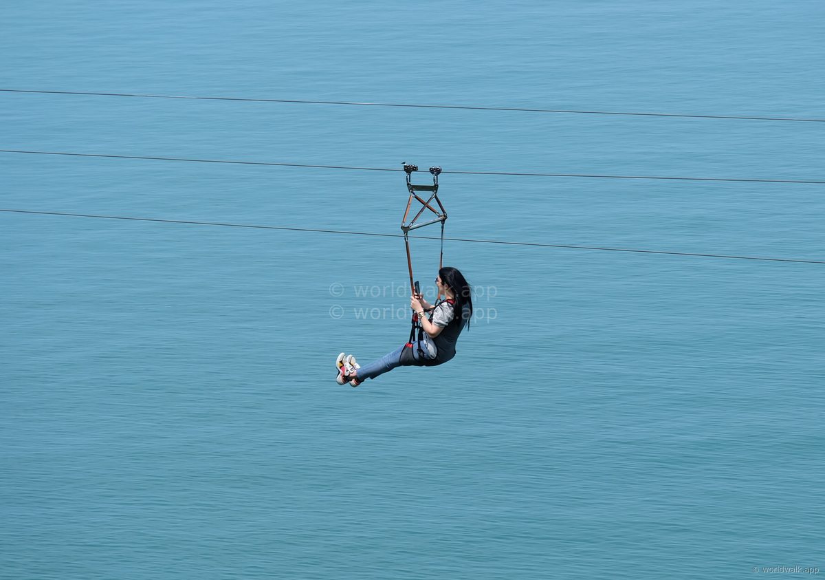 Zipline over the Black Sea in Batumi — one of the activities on the boulevard
