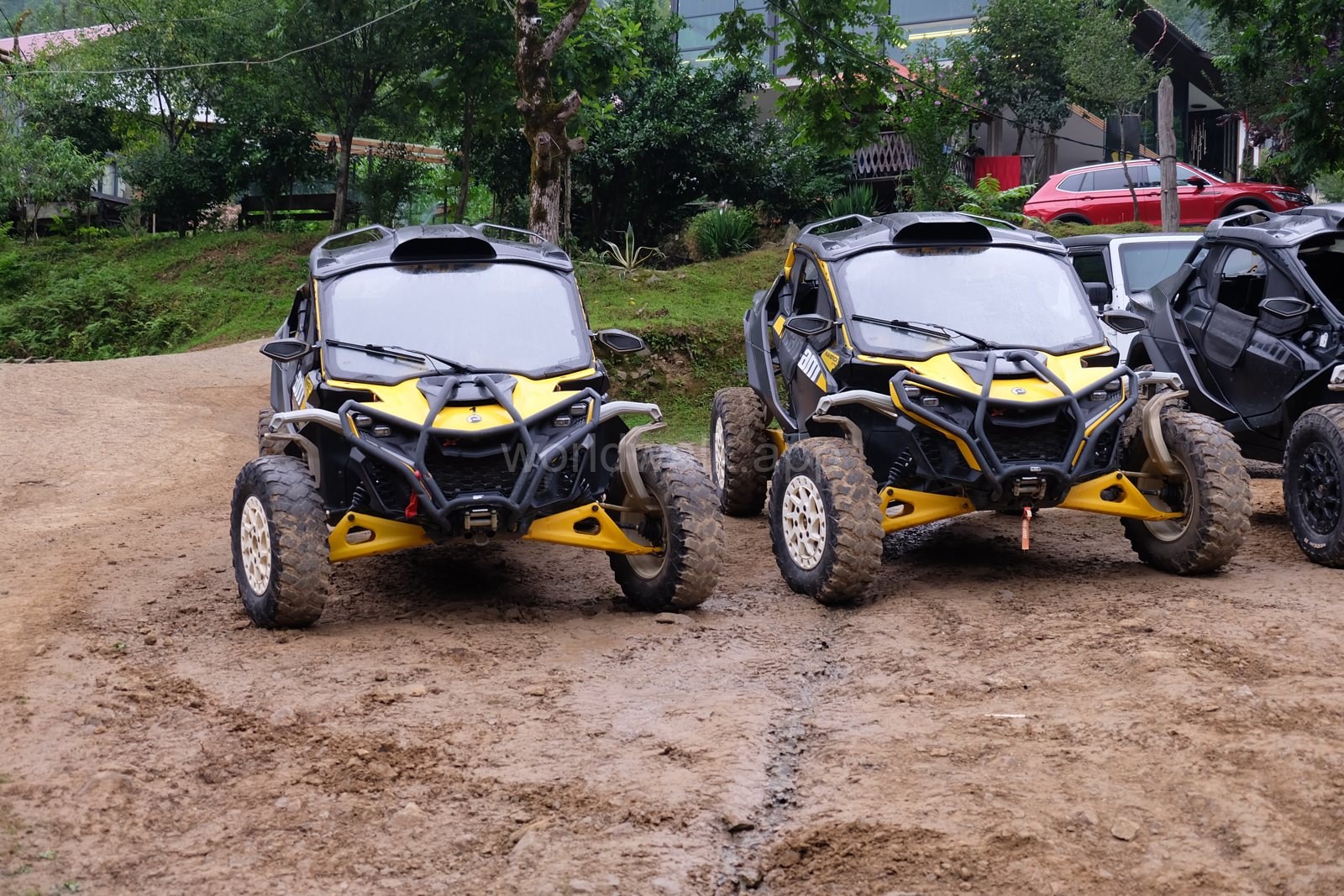 Buggies parked near the entrance to Mtirala National Park