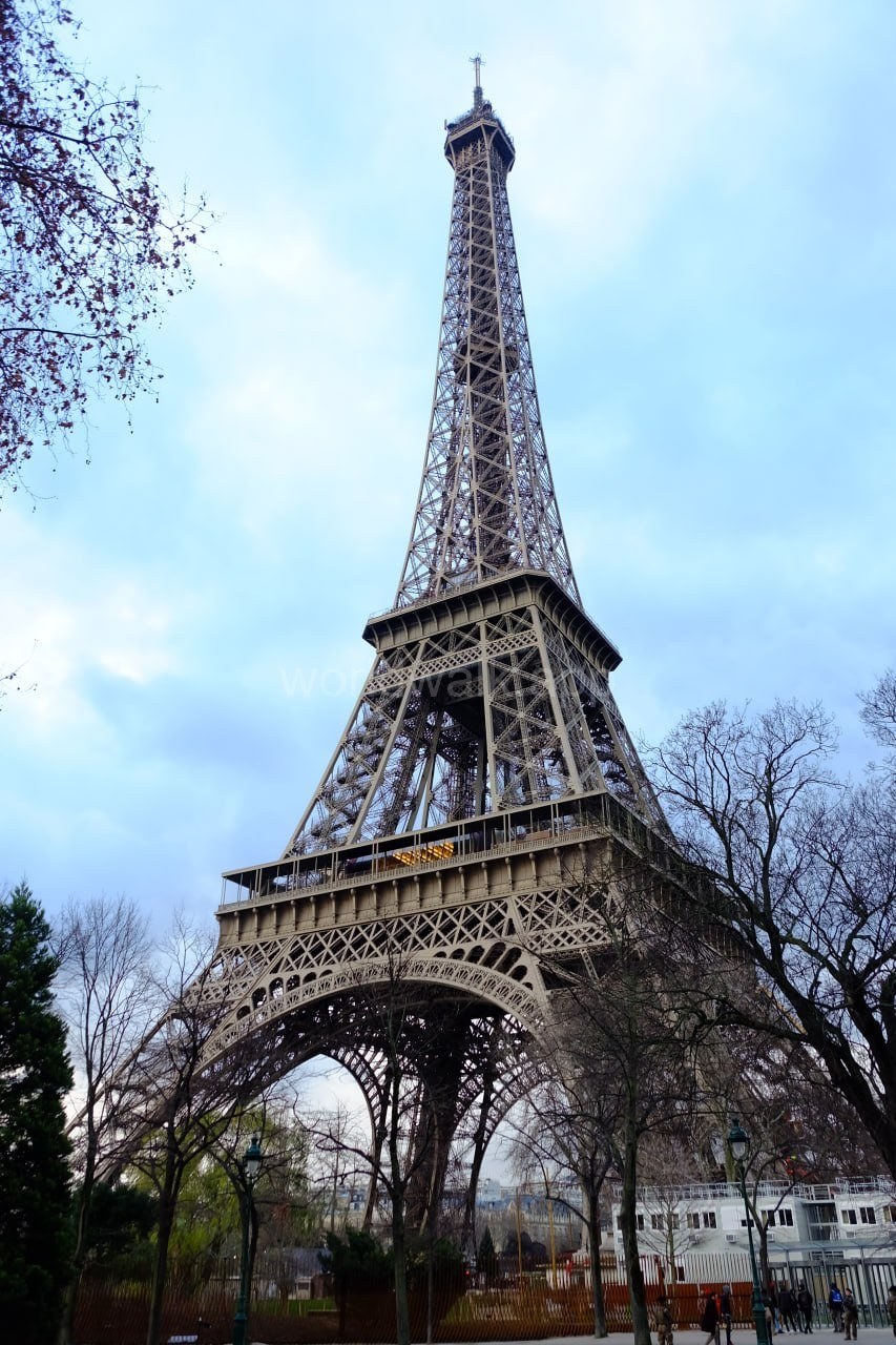 The Eiffel Tower seen from Trocadéro, central Paris