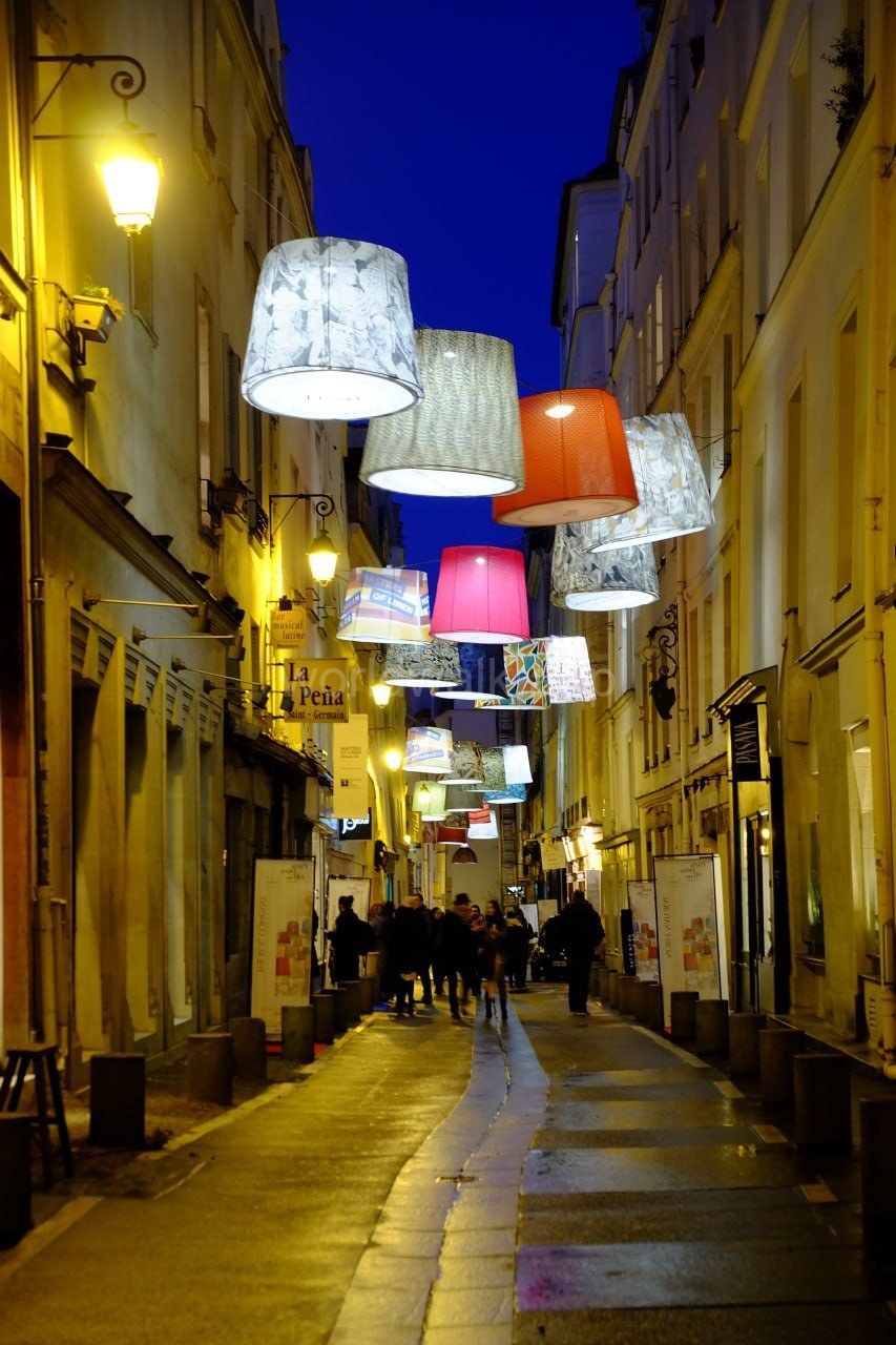 A quiet Paris street at night near Saint-Germain